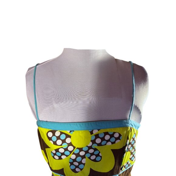 Becky & Max Floral Sleeveless Spaghetti Strap Dress Brown/Yellow/Blue - Picture 11 of 11